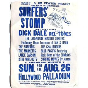 Vtg Orig Dick Dale Del-tones Surfers Stomp Hollywood Palladium Flyer